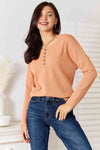 Basic Bae Half Button Long Sleeve Top Women's T-Shirts - Tophatter Daily Deals