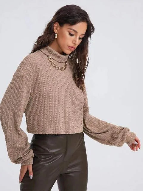Turtleneck Long Sleeve Top Blouses - Tophatter Daily Deals