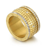 Inlaid Rhinestone Stainless Steel Ring Rings - Tophatter Daily Deals
