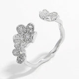 925 Sterling Silver Inlaid Zircon Open Ring Silver Rings - Tophatter Daily Deals
