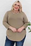 Plus Size Curved Hem Neck Detail Tee Women's T-Shirts - Tophatter Daily Deals