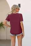 Contrast V-Neck Swiss Dot Top Blouses - Tophatter Daily Deals