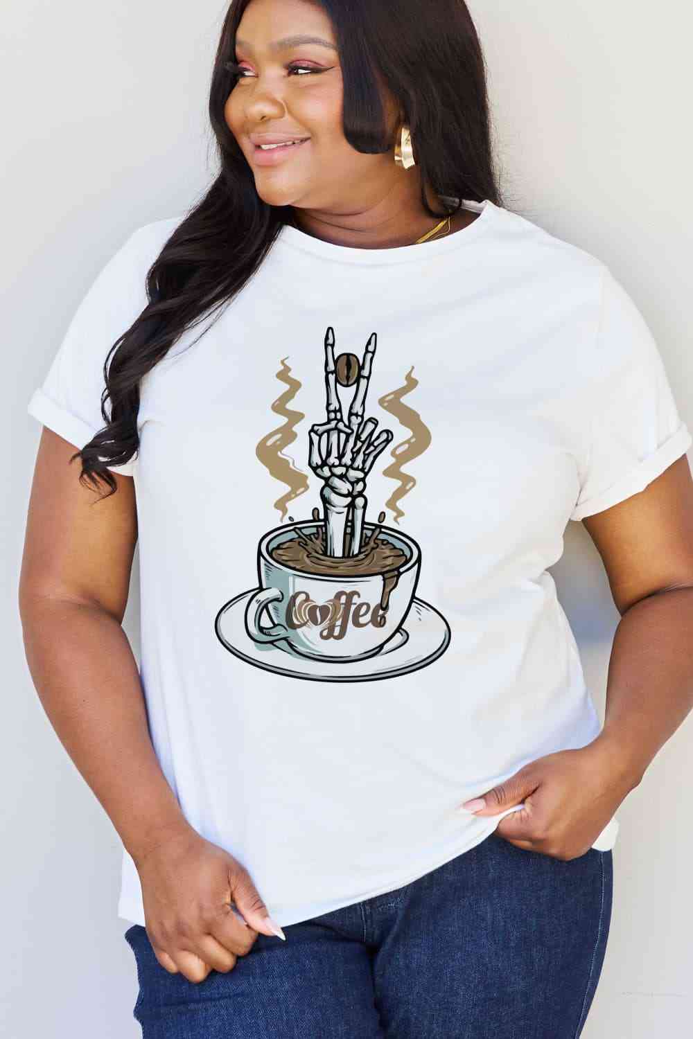 Simply Love Full Size COFFEE Graphic Cotton Tee Women's T-Shirts - Tophatter Daily Deals