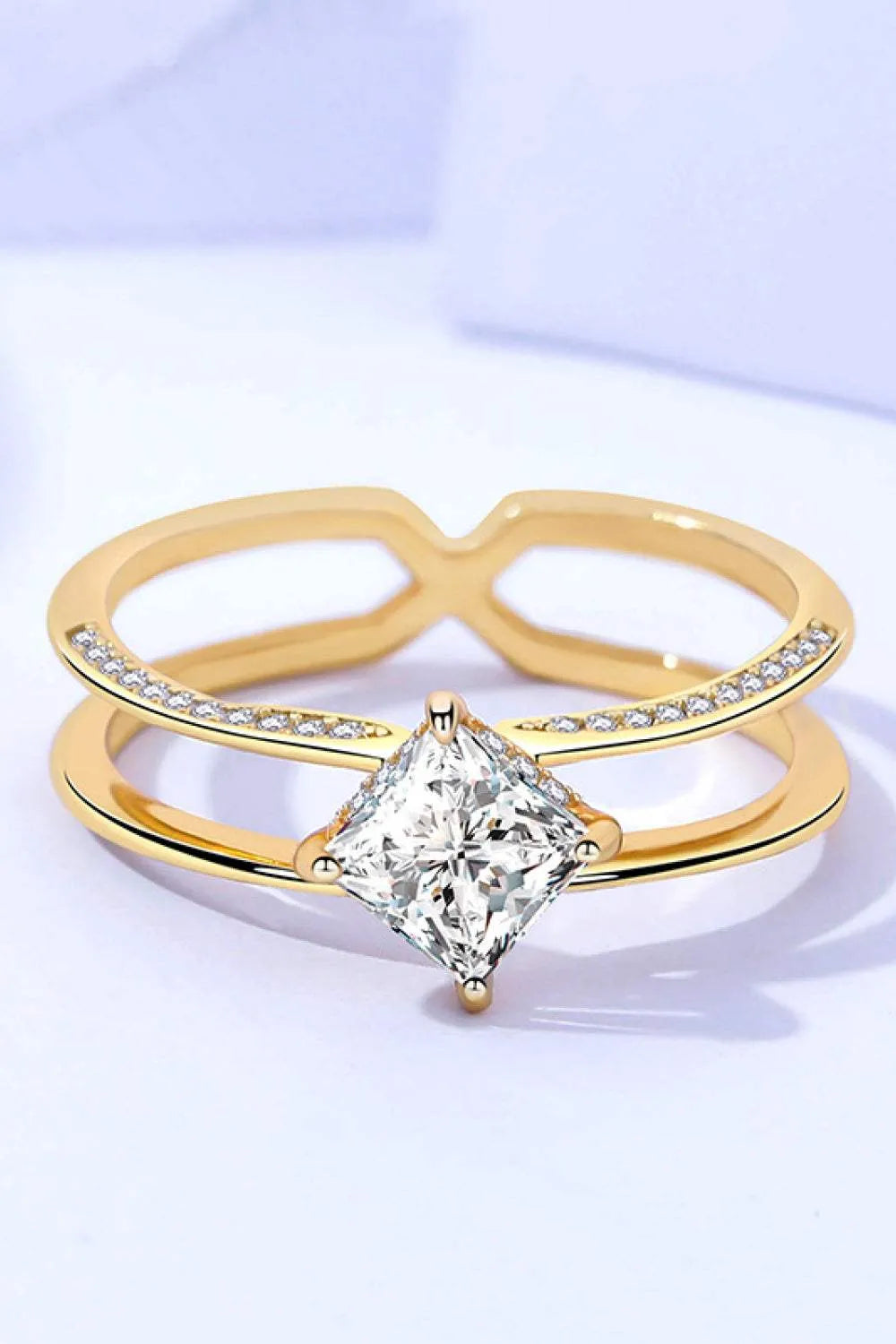 Moissanite 18K Gold-Plated Double-Layered Ring Moissanite - Tophatter Daily Deals