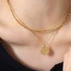 Coin Titanium Steel Double-Layered Necklace Necklaces - Tophatter Daily Deals