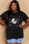 Simply Love Full Size Planet Graphic Cotton T-Shirt Black Women's T-Shirts - Tophatter Daily Deals