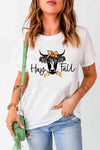 HAY FALL Bull Graphic Short Sleeve Tee White Women's T-Shirts - Tophatter Daily Deals