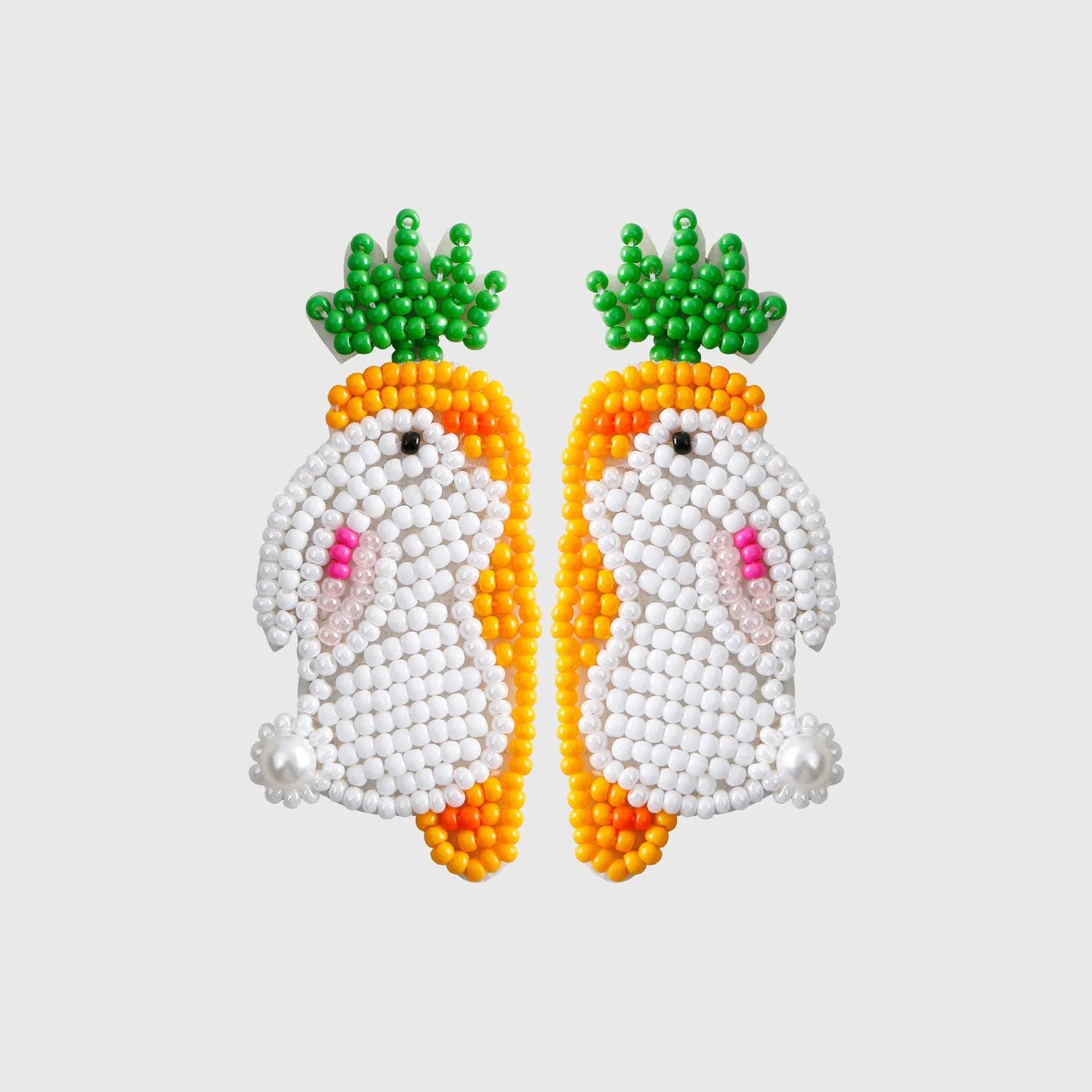 Stainless Steel Beaded Rabbit Earrings Earrings - Tophatter Daily Deals