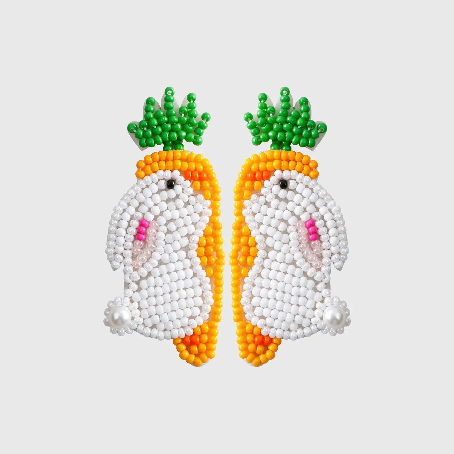 Stainless Steel Beaded Rabbit Earrings Earrings - Tophatter Daily Deals