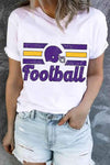 FOOTBALL Graphic Short Sleeve T-Shirt White Women's T-Shirts - Tophatter Daily Deals