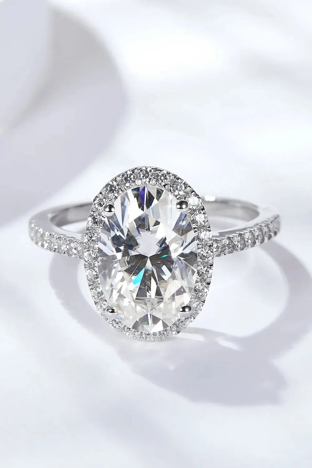 4.5 Carat Moissanite Halo Ring Moissanite - Tophatter Daily Deals