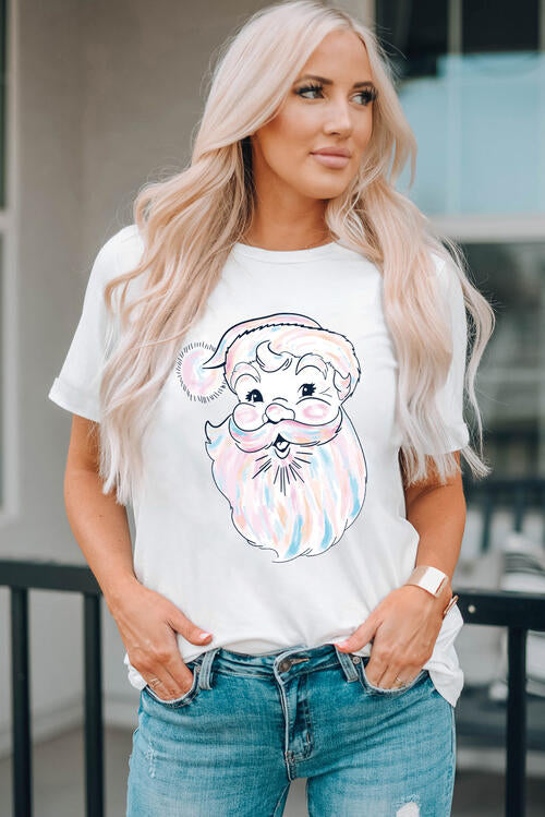 Graphic Round Neck Short Sleeve T-Shirt White Women's T-Shirts - Tophatter Daily Deals