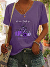 Full Size Pumpkin Graphic V-Neck T-Shirt Vivid Violet Women's T-Shirts - Tophatter Daily Deals