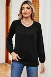 Ruched V-Neck Raglan Sleeve T-Shirt Women's T-Shirts - Tophatter Daily Deals