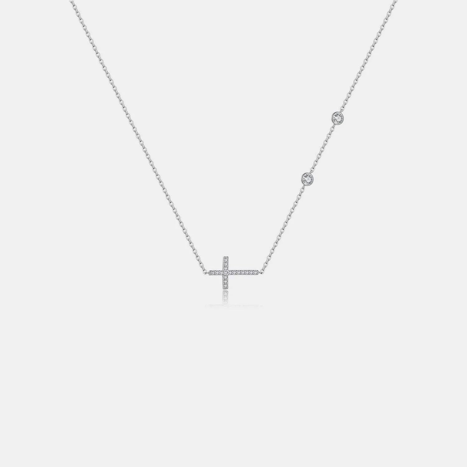 Zircon 925 Sterling Silver Cross Necklace Silver One Size Necklaces - Tophatter Daily Deals