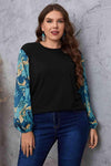 Melo Apparel Plus Size Printed Sleeve Round Neck Blouse Blouses - Tophatter Daily Deals