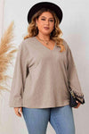 Plus Size Lace Detail V-Neck Long Sleeve Blouse Blouses - Tophatter Daily Deals