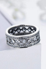 925 Sterling Silver Cutout Cubic Zirconia Ring Rings - Tophatter Daily Deals