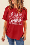 Slogan Graphic Round Neck T-Shirt Deep Red Women's T-Shirts - Tophatter Daily Deals