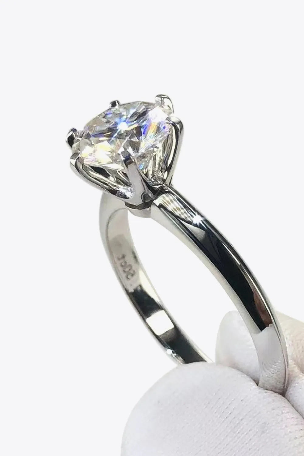 Adored 925 Sterling Silver 3 Carat Moissanite 6-Prong Ring Moissanite - Tophatter Daily Deals