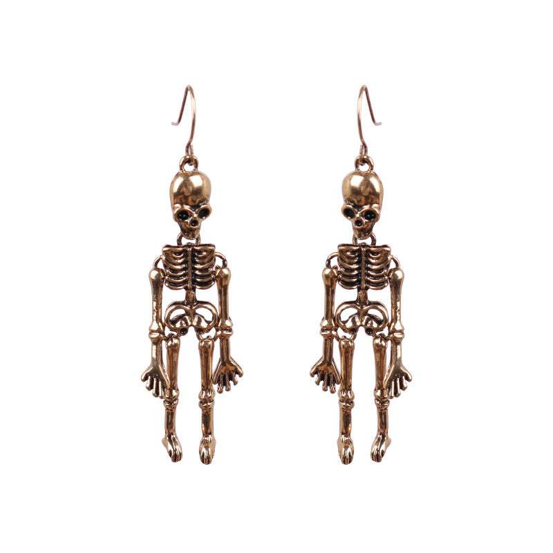 Skeleton Alloy Earrings Gold One Size Earrings - Tophatter Daily Deals