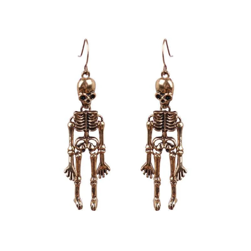 Skeleton Alloy Earrings Gold One Size Earrings - Tophatter Daily Deals