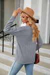 Decorative Button V-Neck Long Sleeve T-Shirt Women's T-Shirts - Tophatter Daily Deals