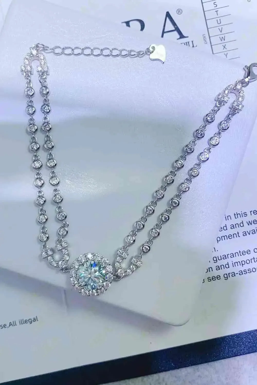 2 Carat Moissanite Double-Layered Bracelet Silver One Size Moissanite - Tophatter Daily Deals
