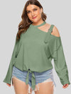 Plus Size Cold-Shoulder Tied Top - Tophatter Deals