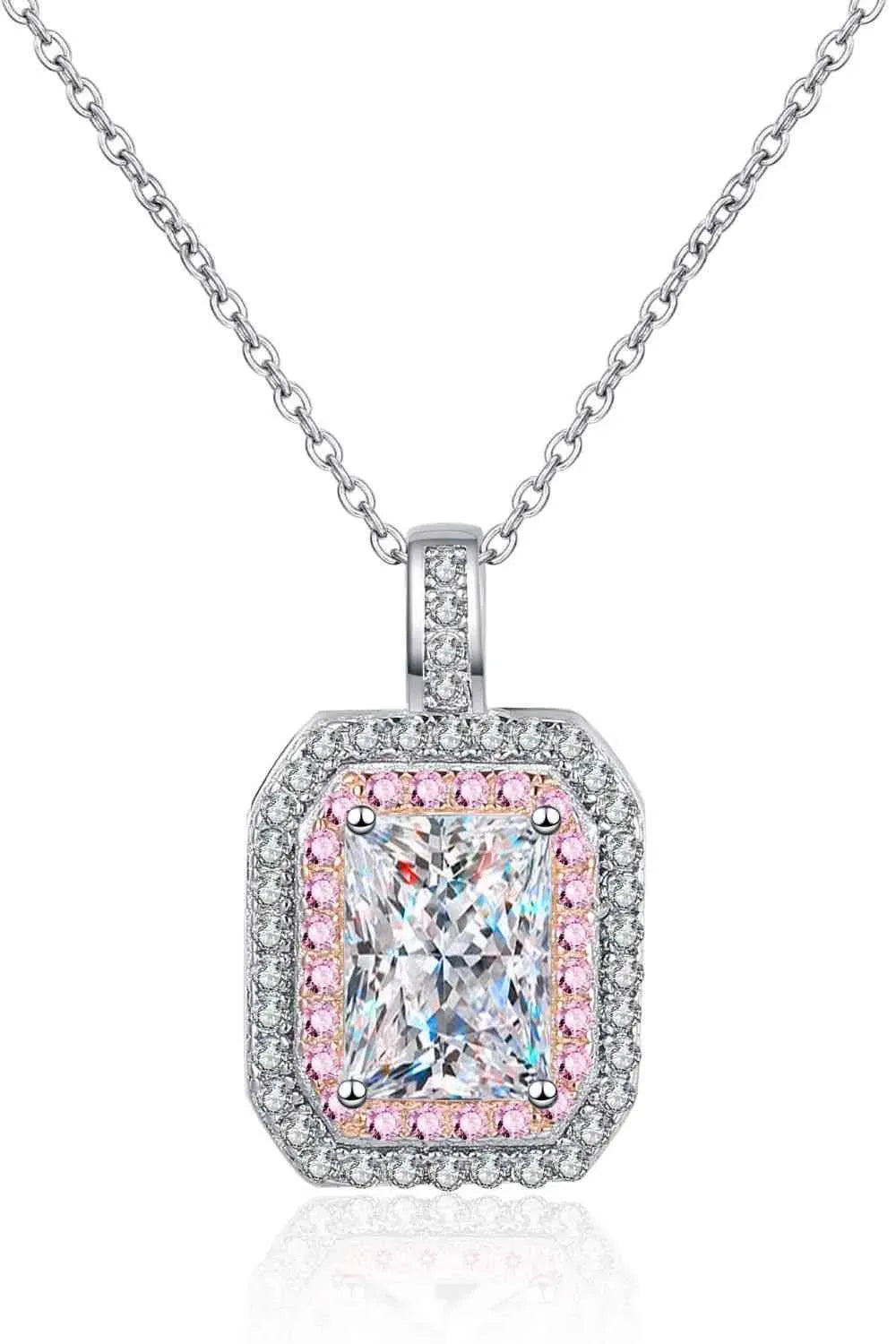 1 Carat Moissanite Geometric Pendant Chain Necklace Moissanite - Tophatter Daily Deals