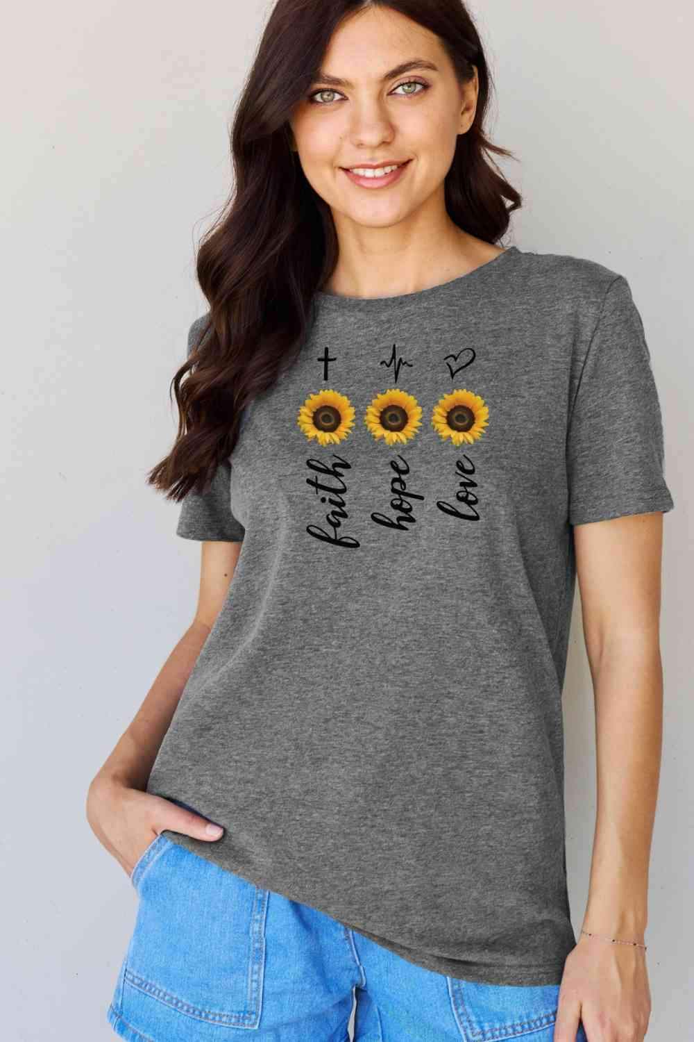 Simply Love Full Size Sunflower Graphic T-Shirt Women's T-Shirts - Tophatter Daily Deals