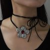 Tied Alloy Rhinestone Flower Shape Necklace Silver One Size Necklaces - Tophatter Daily Deals