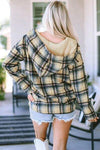 Plaid Long Sleeve Buttoned Hoodie Blouses - Tophatter Daily Deals