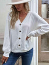 V-Neck Dropped Shoulder Blouse Blouses - Tophatter Daily Deals