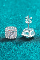 925 Sterling Silver Inlaid 2 Carat Moissanite Square Stud Earrings Moissanite - Tophatter Daily Deals