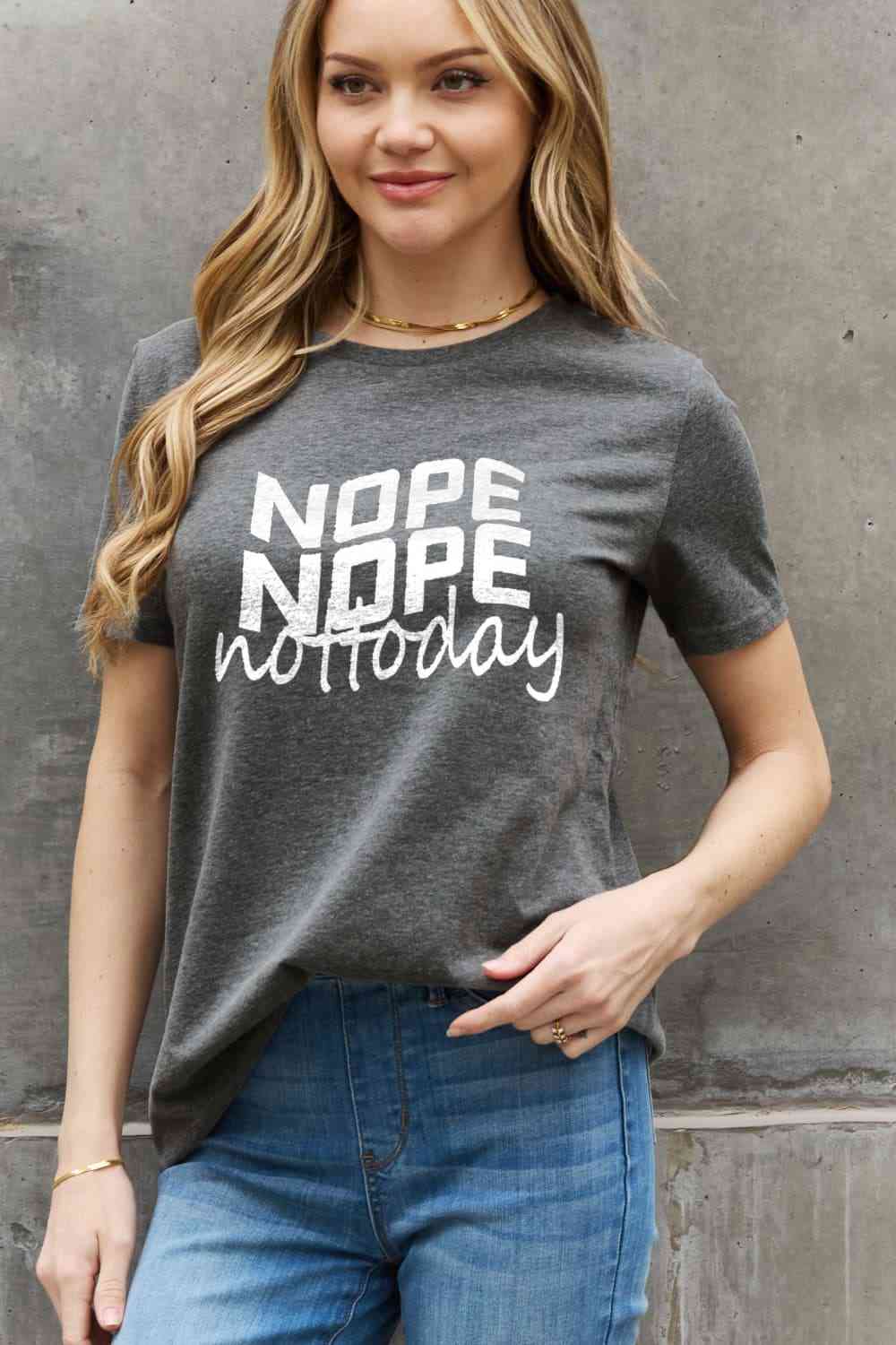 Simply Love Full Size NOPE NOPE NOT TODAY Graphic Cotton Tee Women's T-Shirts - Tophatter Daily Deals