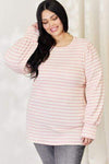 Celeste Full Size Long Bishop Sleeve Striped Top Blouses - Tophatter Daily Deals