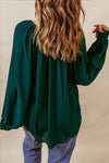 BASKETBALL Round Neck Smocked Long Sleeve Top Blouses - Tophatter Daily Deals