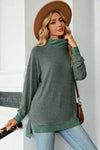 Slit Mock Neck Long Sleeve T-Shirt Women's T-Shirts - Tophatter Daily Deals