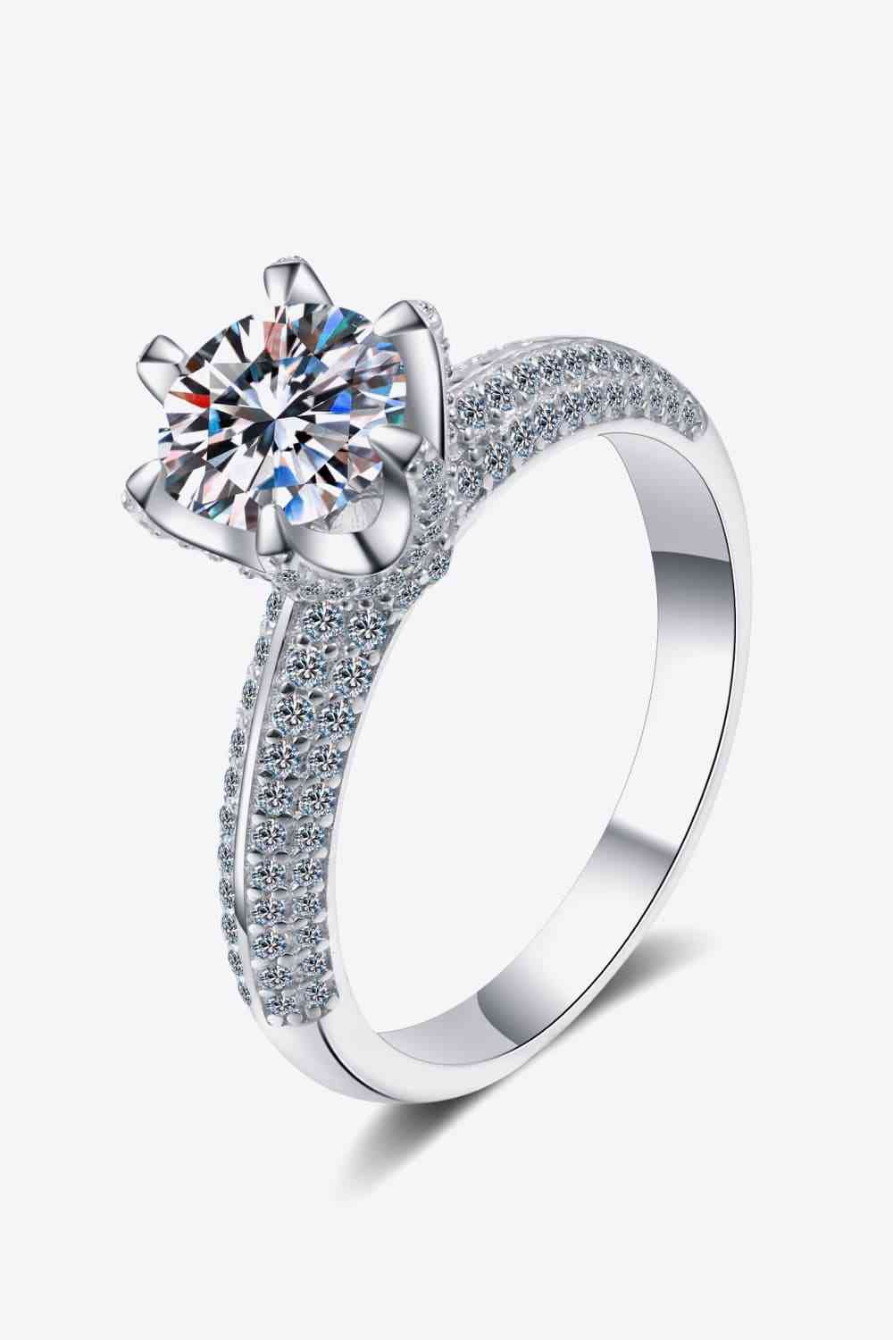 2 Carat Moissanite 925 Sterling Silver Side Stone Ring - Tophatter Deals