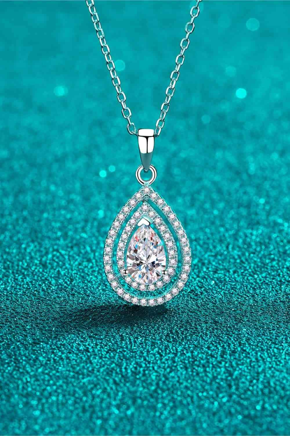 1 Carat Moissanite Teardrop Pendant Necklace Moissanite - Tophatter Daily Deals