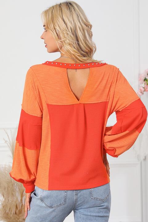 Color Block V-Neck Top - Tophatter Deals