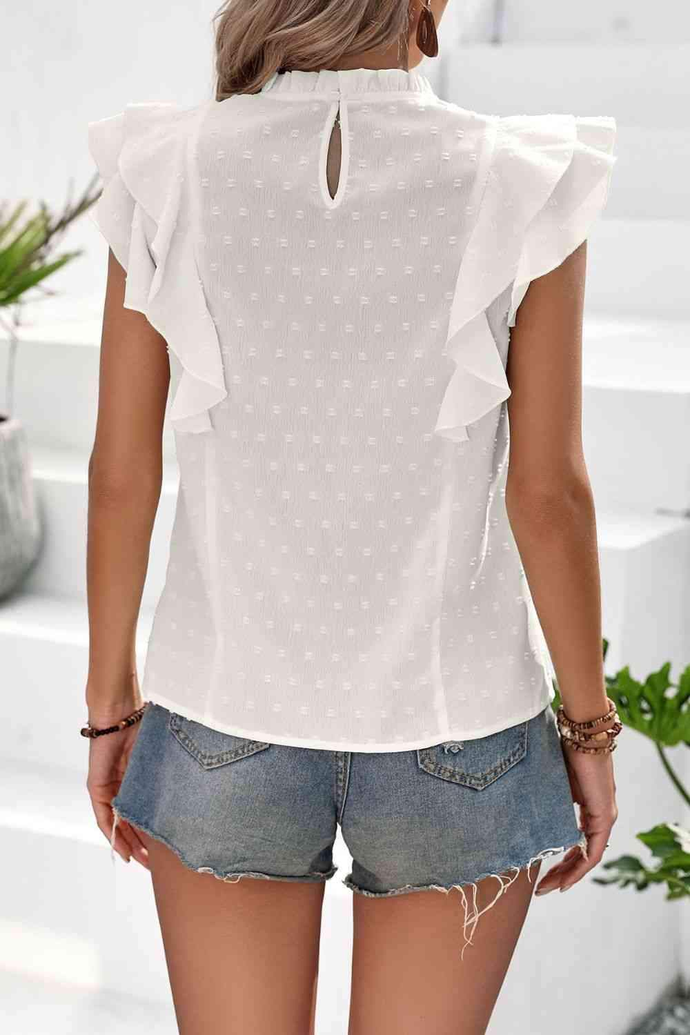 Layered Ruffle Round Neck Top Blouses - Tophatter Daily Deals