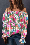 Floral Off-Shoulder Flounce Sleeve Layered Blouse Floral Blouses - Tophatter Daily Deals