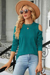 Round Neck Cold Shoulder T-Shirt Women's T-Shirts - Tophatter Daily Deals