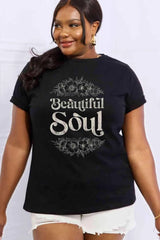 Simply Love Full Size BEAUTIFUL SOUL Graphic Cotton Tee Women's T-Shirts - Tophatter Daily Deals