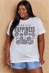 Simply Love Full Size CREATE HAPPINESS Graphic Cotton T-Shirt Women's T-Shirts - Tophatter Daily Deals