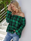 Off-Shoulder Striped Long Sleeve T-Shirt Women's T-Shirts - Tophatter Daily Deals