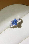 1 Carat Moissanite Heart-Shaped Platinum-Plated Ring in Blue Moissanite - Tophatter Daily Deals