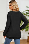 Ruched Round Neck Long Sleeve T-Shirt Women's T-Shirts - Tophatter Daily Deals